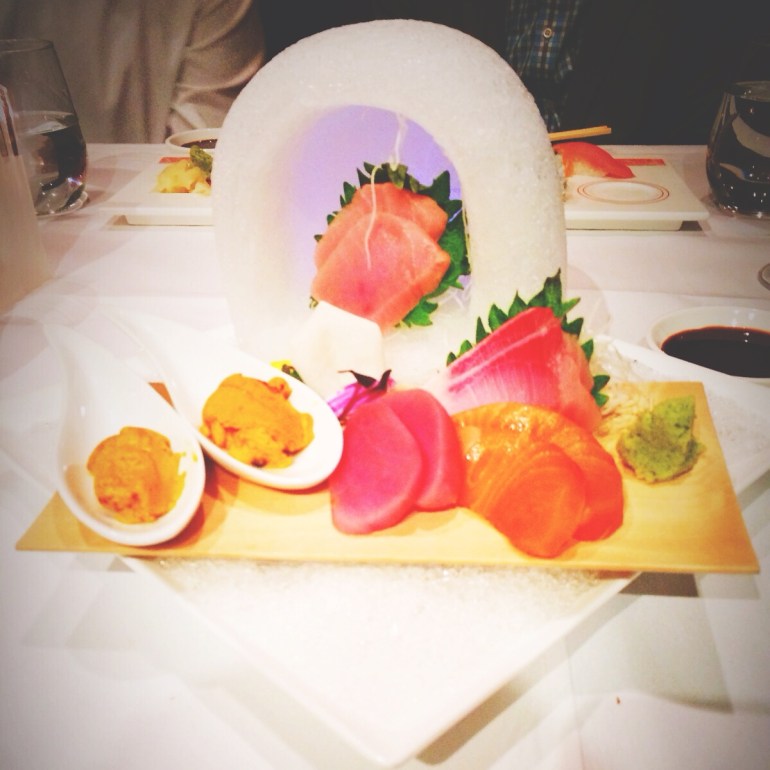 sashimi inside an igloo at megu